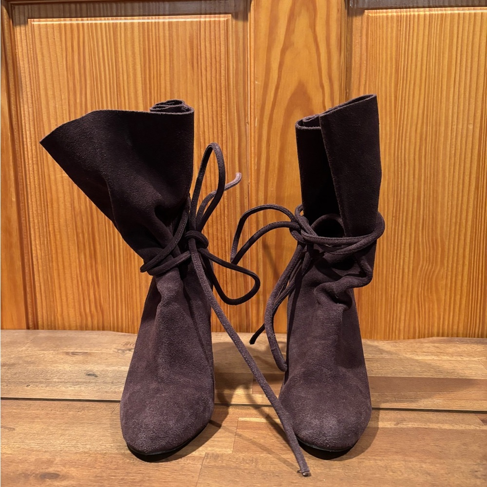 Ecote Brown Suede Heeled Boots with Slouchy Design